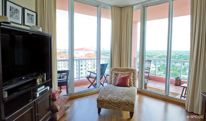 Living Room and Terrace, Luxury Oceanfront Residence 20E, Tower I at The Palms Condominium, 2100 North Ocean Boulevard, Fort Lauderdale Beach, Florida 33305, the palm in ft. lauderdale