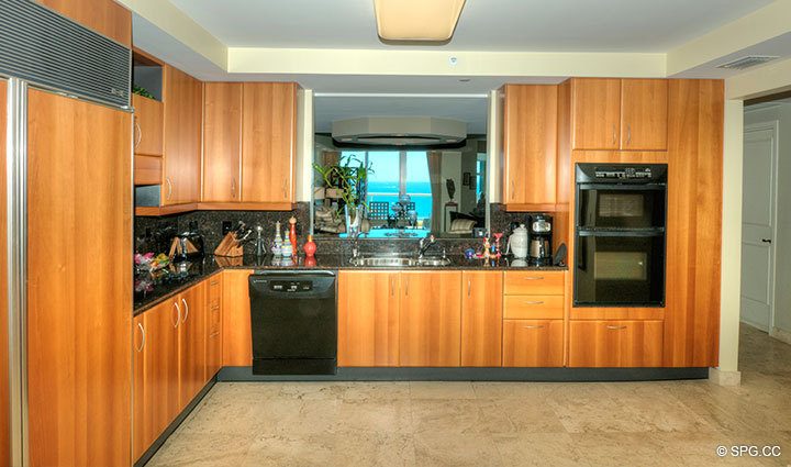 Kitchen at Luxury Oceanfront Residence 18D, Tower II, The Palms Condominiums, 2110 North Ocean Boulevard, Fort Lauderdale Beach, Florida 33305, Luxury Seaside Condos