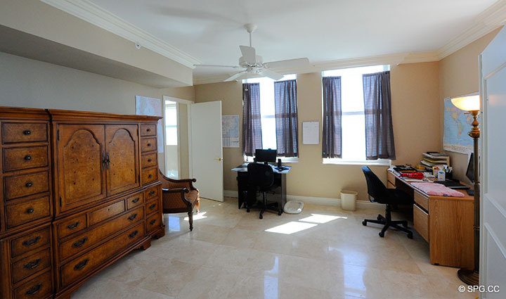 Office/Bedroom at Luxury Oceanfront Residence 16B, Tower II, The Palms Condominium, 2110 North Ocean Boulevard, Fort Lauderdale, Florida 33305, Luxury Seaside Condos