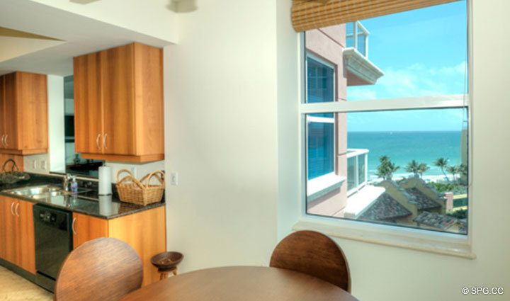 Kitchen at Luxury Oceanfront Residence 8F, Tower II, The Palms Condominiums, 2110 North Ocean Boulevard, Fort Lauderdale Beach, Florida 33305, Luxury Seaside Condos