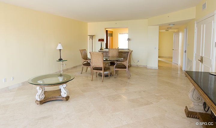 Living Area at Luxury Oceanfront Residence 6A, Tower I, The Palms Condominiums, 2100 North Ocean Boulevard, Fort Lauderdale Beach, Florida 33305, Luxury Seaside Condos