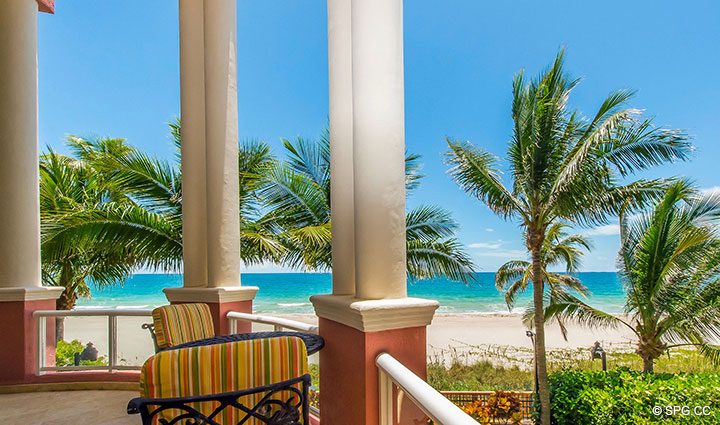Living Room Terrace at Oceanfront Villa 5 at The Palms, Luxury Oceanfront Condominiums Fort Lauderdale, Florida 33305