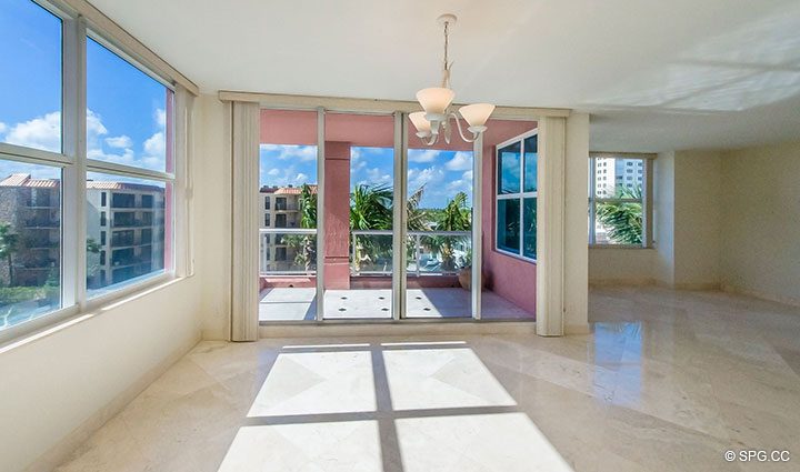 Dining and Living Room in Residence 5E, Tower I at The Palms, Luxury Oceanfront Condominiums Fort Lauderdale, Florida 33305