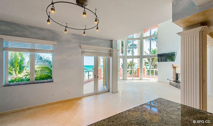 Family Room inside Oceanfront Villa 7 at The Palms, Luxury Oceanfront Condominiums Fort Lauderdale, Florida 33305