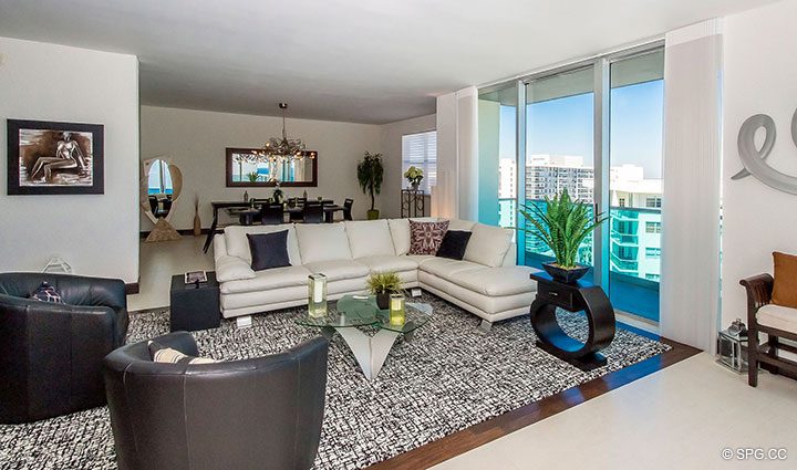 Superb Great Room in Penthouse 10 at Sian Ocean Residences, Luxury Oceanfront Condominiums Hollywood Beach, Florida 33019