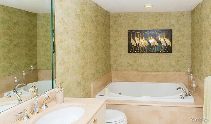 Master Bath with Whirlpool Tub Inside Residence 6C, Tower I at The Palms, Luxury Oceanfront Condominiums Fort Lauderdale, Florida 33305