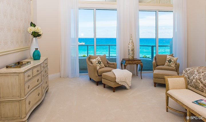 Master Bedroom inside Penthouse 4 at Bellaria, Luxury Oceanfront Condominiums in Palm Beach, Florida 33480.