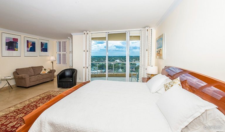 Master Bed with Terrace Access in Residence 12D, Tower I at The Palms, Luxury Oceanfront Condominiums Fort Lauderdale, Florida 33305