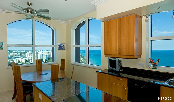 Kitchen at Luxury Oceanfront Residence 28A, Tower II, The Palms Condominiums, 2110 North Ocean Boulevard, Fort Lauderdale Beach, Florida 33305, Luxury Seaside Condos