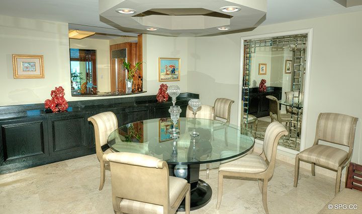 DINING AREALuxury Oceanfront Residence 18D, Tower II, The Palms Condominiums, 2110 North Ocean Boulevard, Fort Lauderdale Beach, Florida 33305, Luxury Seaside Condos