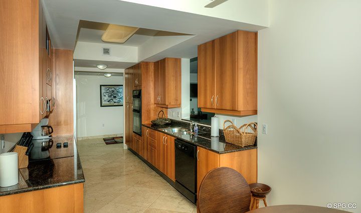 Kitchen at Luxury Oceanfront Residence 8F, Tower II, The Palms Condominiums, 2110 North Ocean Boulevard, Fort Lauderdale Beach, Florida 33305, Luxury Seaside Condos