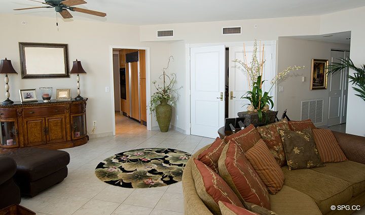 Living Area at Luxury Oceanfront Residence 6D, Tower I, The Palms Condominiums, 2100 North Ocean Boulevard, Fort  Lauderdale Beach, Florida 33305, Luxury Seaside Condos