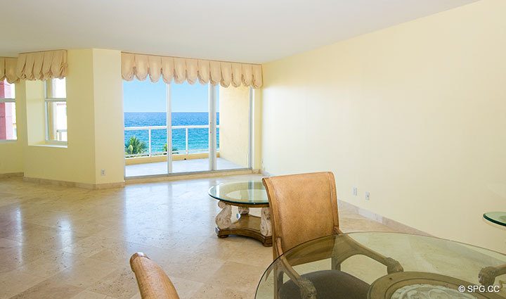 Living Area at Luxury Oceanfront Residence 6A, Tower I, The Palms Condominiums, 2100 North Ocean Boulevard, Fort Lauderdale Beach, Florida 33305, Luxury Seaside Condos