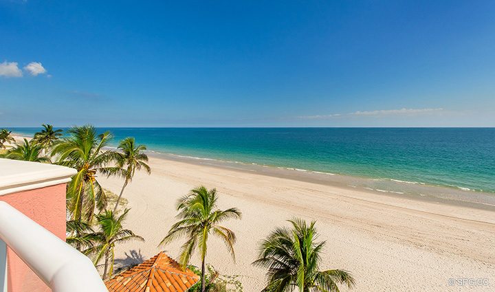 Tranquil Terrace View from Oceanfront Villa 1 at The Palms, Luxury Oceanfront Condominiums Fort Lauderdale, Florida 33305