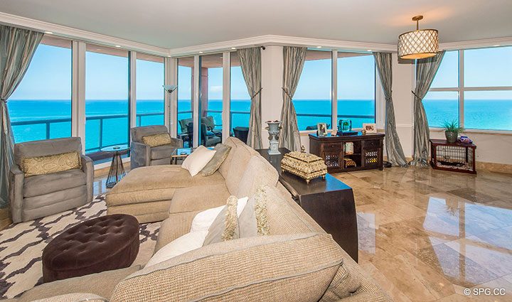 Ocean Views Abound from Residence 17B, Tower II at The Palms, Luxury Oceanfront Condos in Fort Lauderdale, Florida 33305.