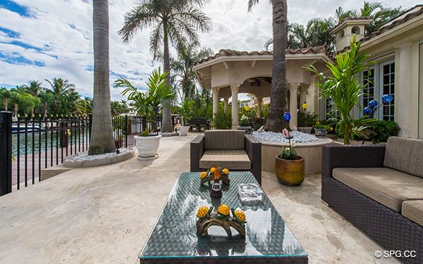 Waterfront Pool Deck at Luxury Waterfront Estate Home,146 Nurmi Drive, Fort Lauderdale, Florida 33301
