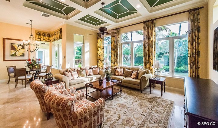 Large Open Family Room in Luxury Estate Home, 11204 Orange Hibiscus Lane, Palm Beach Gardens, Florida 33418.