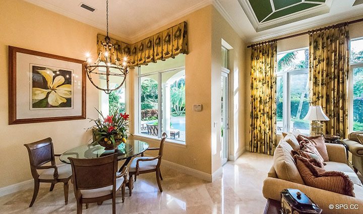 Casual Dining Area in Luxury Estate Home, 11204 Orange Hibiscus Lane, Palm Beach Gardens, Florida 33418.