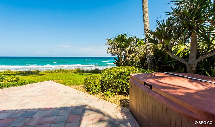 Garden Patio Hot Tub for Residence 3A at 1153 Hillsboro Mile, a Luxury Oceanfront Townhome For Rent in Hillsboro Beach, Florida 33062