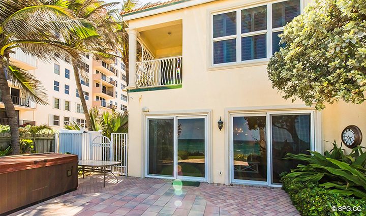 Private Garden Patio Area for Residence 3A at 1153 Hillsboro Mile, a Luxury Oceanfront Townhome For Rent in Hillsboro Beach, Florida 33062