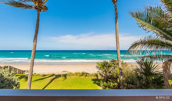 Second Floor Terrace View from Residence 3A at 1153 Hillsboro Mile, a Luxury Oceanfront Townhome For Rent in Hillsboro Beach, Florida 33062