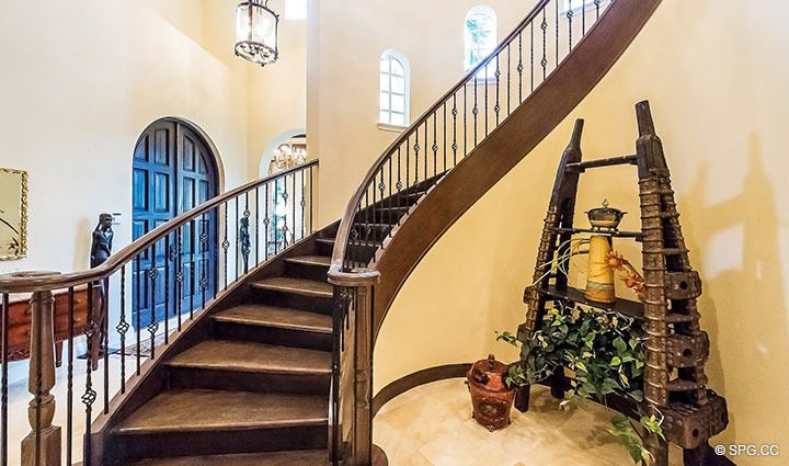 Stairway to Second Floor in Luxury Estate Home, 11204 Orange Hibiscus Lane, Palm Beach Gardens, Florida 33418.