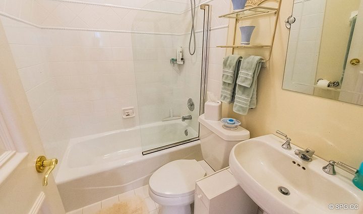 Guest Bathroom inside Residence 3A at 1153 Hillsboro Mile, a Luxury Oceanfront Townhome For Rent in Hillsboro Beach, Florida 33062