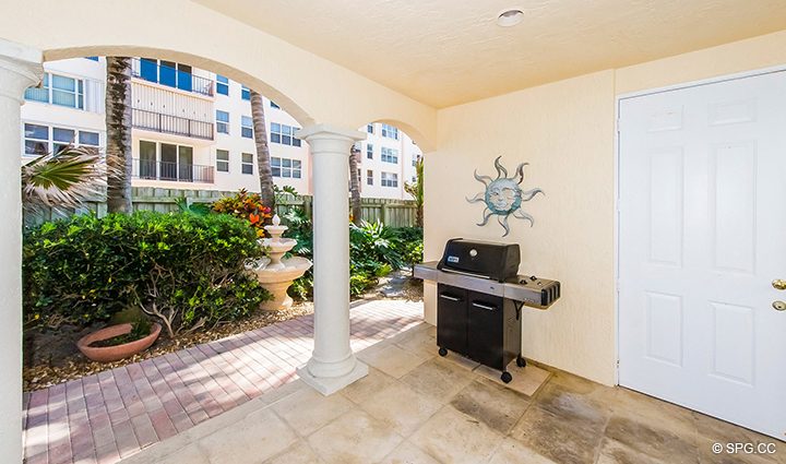 Private Covered Outside Area for Residence 3A at 1153 Hillsboro Mile, a Luxury Oceanfront Townhome For Rent in Hillsboro Beach, Florida 33062