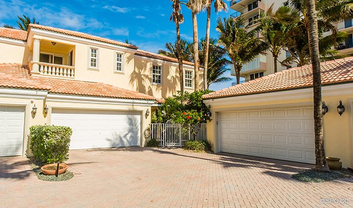 Driveway and Garage for Residence 3A at 1153 Hillsboro Mile, a Luxury Oceanfront Townhome For Rent in Hillsboro Beach, Florida 33062