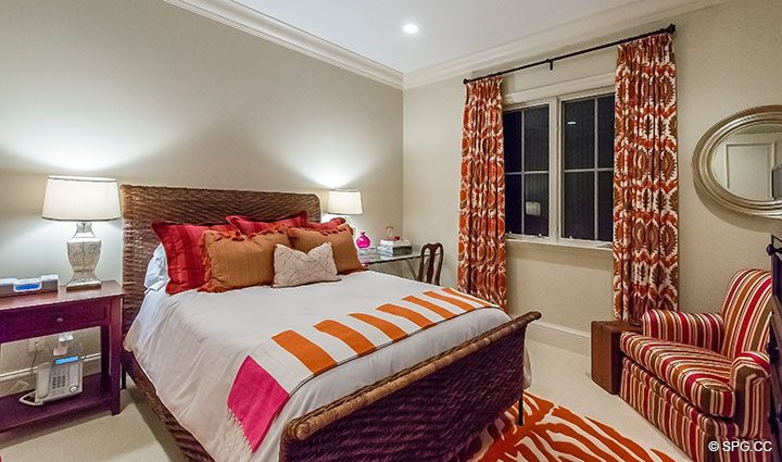 Guest Bedroom inside Luxury Waterfront Home, 2536 Lucille Drive, Fort Lauderdale, Florida 33316.