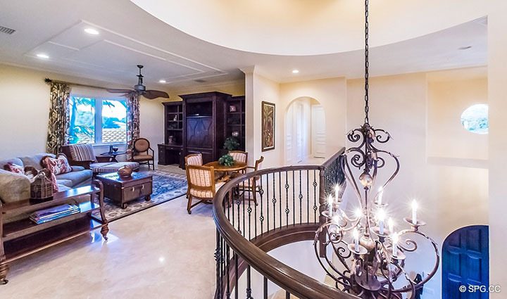 Stairs Leading to Second Floor Den in Luxury Estate Home, 11204 Orange Hibiscus Lane, Palm Beach Gardens, Florida 33418.