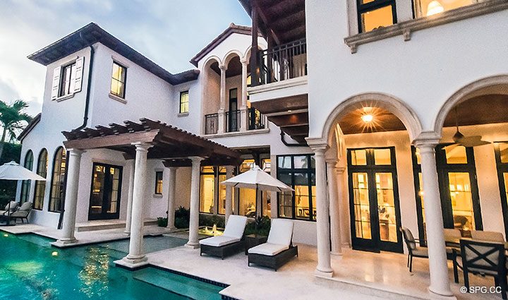 Pool Terrace at Luxury Waterfront Home, 2536 Lucille Drive, Fort Lauderdale, Florida 33316.