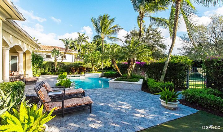 Spectacular Pool Area at Luxury Estate Home, 11204 Orange Hibiscus Lane, Palm Beach Gardens, Florida 33418.