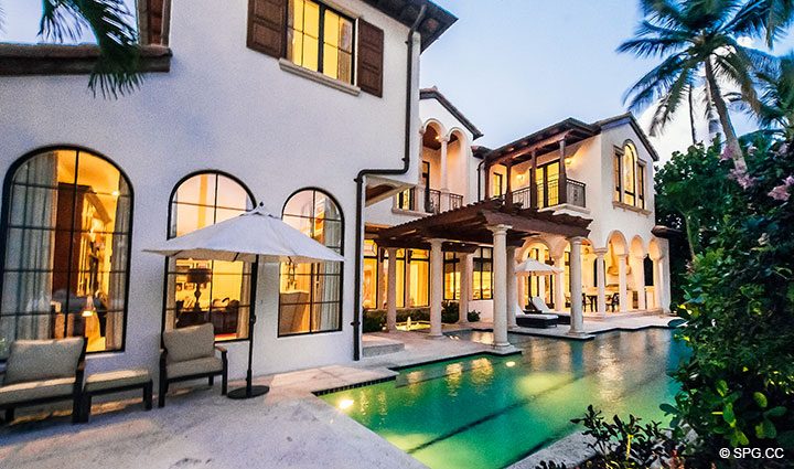 Pool Area at Luxury Waterfront Home, 2536 Lucille Drive, Fort Lauderdale, Florida 33316.