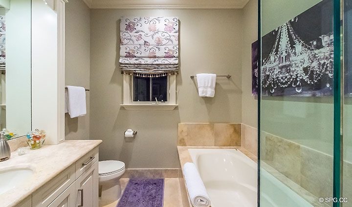 Guest Bathroom inside Luxury Waterfront Home, 2536 Lucille Drive, Fort Lauderdale, Florida 33316.