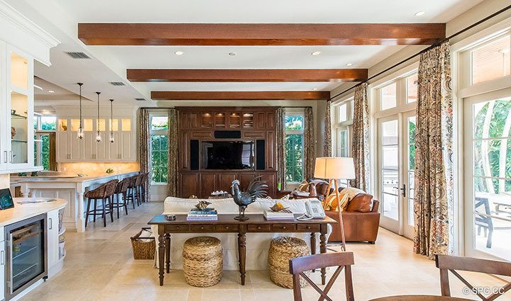 Family Room inside Luxury Waterfront Home, 2536 Lucille Drive, Fort Lauderdale, Florida 33316.