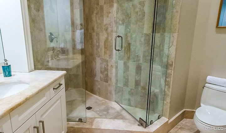 Guest Bathroom inside Luxury Waterfront Home, 2536 Lucille Drive, Fort Lauderdale, Florida 33316.