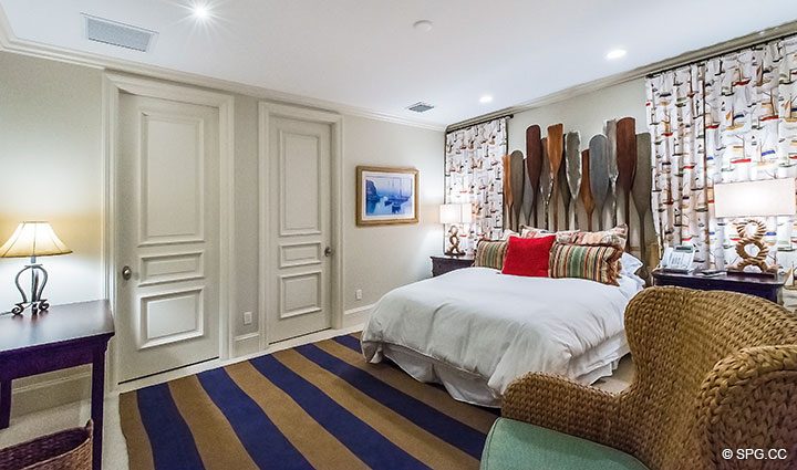 Guest Bedroom inside Luxury Waterfront Home, 2536 Lucille Drive, Fort Lauderdale, Florida 33316.