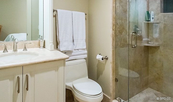 Guest Bath inside Luxury Waterfront Home, 2536 Lucille Drive, Fort Lauderdale, Florida 33316.