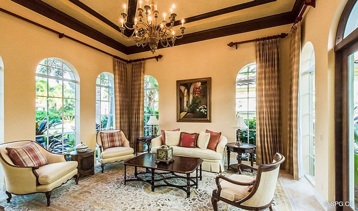 Living Room inside Luxury Estate Home, 11204 Orange Hibiscus Lane, Palm Beach Gardens, Florida 33418.