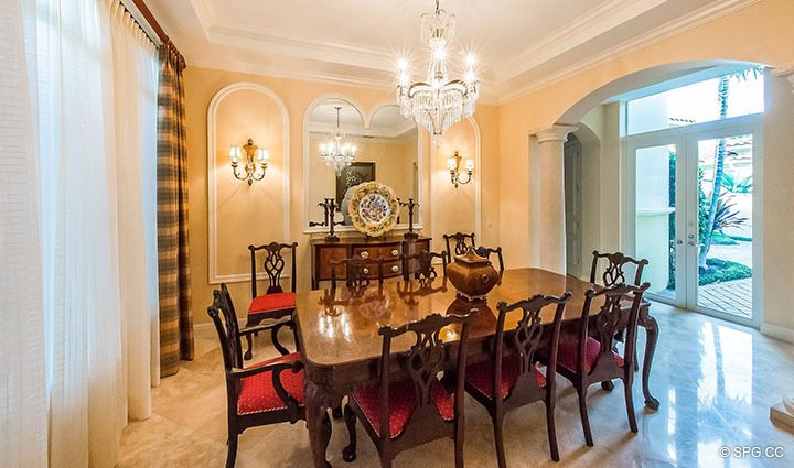 Dining Room inside Luxury Estate Home, 11204 Orange Hibiscus Lane, Palm Beach Gardens, Florida 33418.