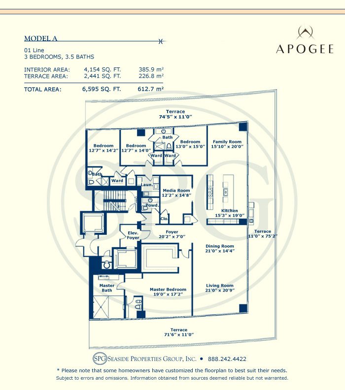 Model A Floorplan at Apogee, Luxury Oceanfront Condo in Miami Beach