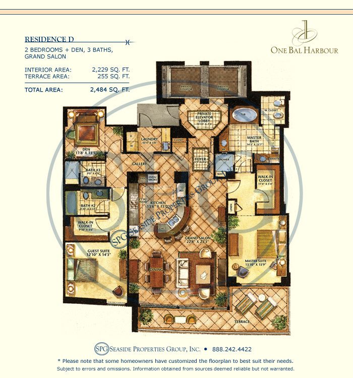 Residence D Floorplan at One Bal Harbour, Luxury Oceanfront Condo