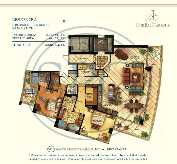 Residence A Floorplan at One Bal Harbour, Luxury Oceanfront Condo