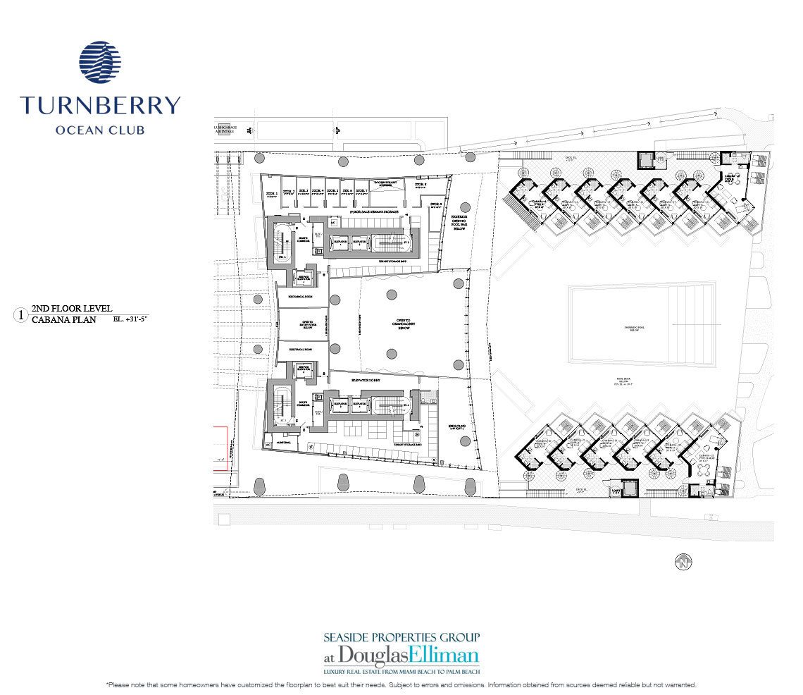 Level 2 Cabana Floorplan for Turnberry Ocean Club, Luxury Oceanfront Condos in Sunny Isles Beach, Miami, 33160.
