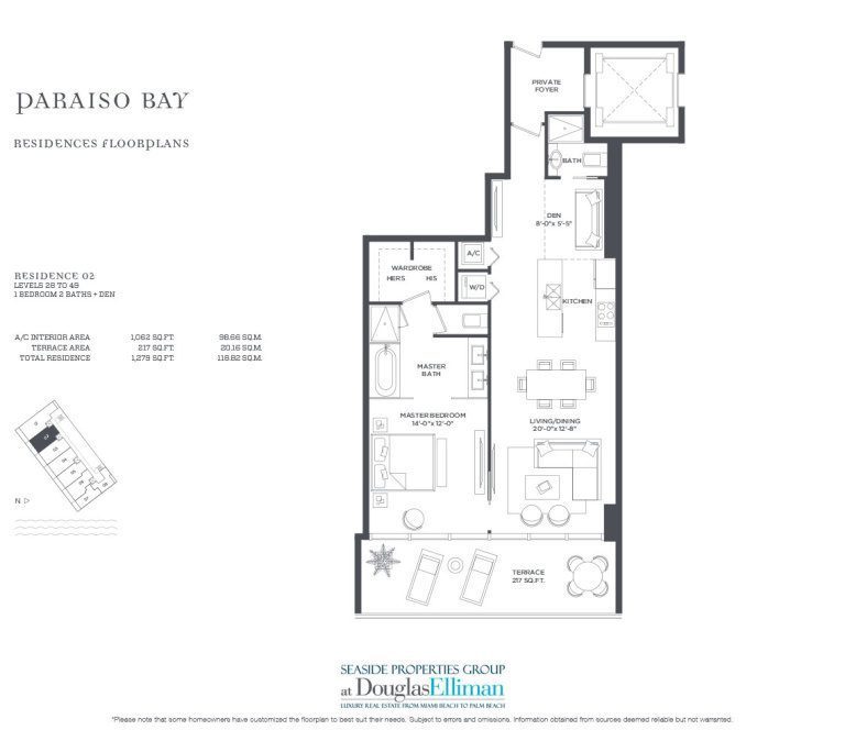 Residence 2 Floorplan for Paraiso Bay, Luxury Waterfront Condos in Miami, Florida, 33137