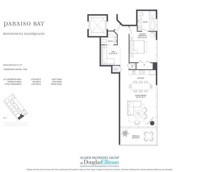 Residence 7 Floorplan for Paraiso Bay, Luxury Waterfront Condos in Miami, Florida, 33137