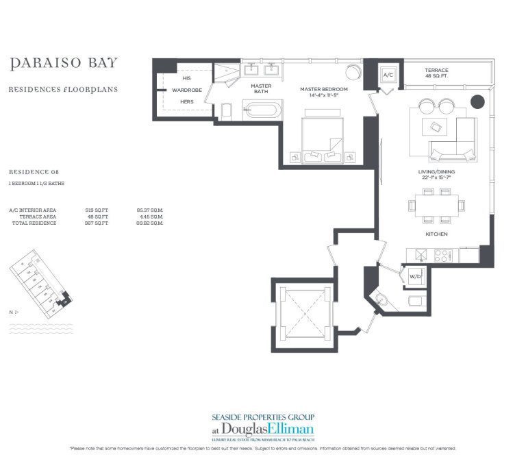 Residence 8 Floorplan for Paraiso Bay, Luxury Waterfront Condos in Miami, Florida, 33137