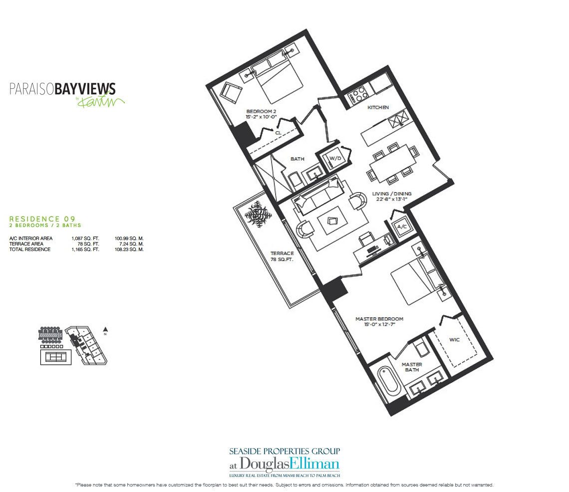 Residence 9 Floorplan for Paraiso Bayviews, Luxury Seaside Condos in Miami, Florida, 33137