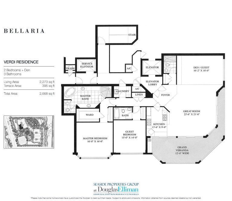 Verdi Floorplan at Bellaria, Luxury Oceanfront Condos